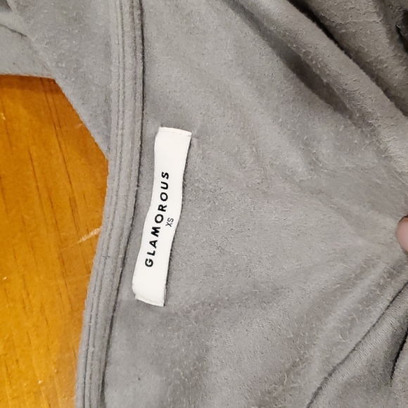 Microsuede Grey Lace up Halter Top - Picture 4 of 6